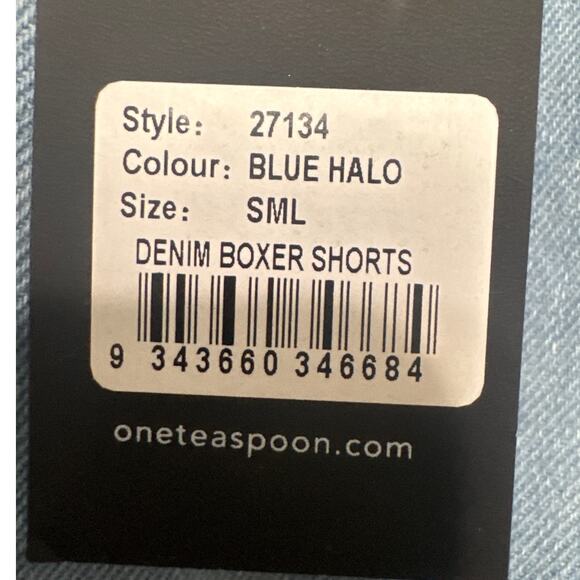 One Teaspoon Denim Boxer Shorts Blue Fade Worn In Look Size S NWT Relaxed Style - Picture 7 of 10